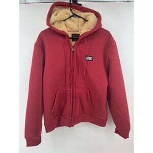 Aeropostale Red Heavy Athletic Lined Full Zip Hoodie Mens Med Sherpa NWT Logo